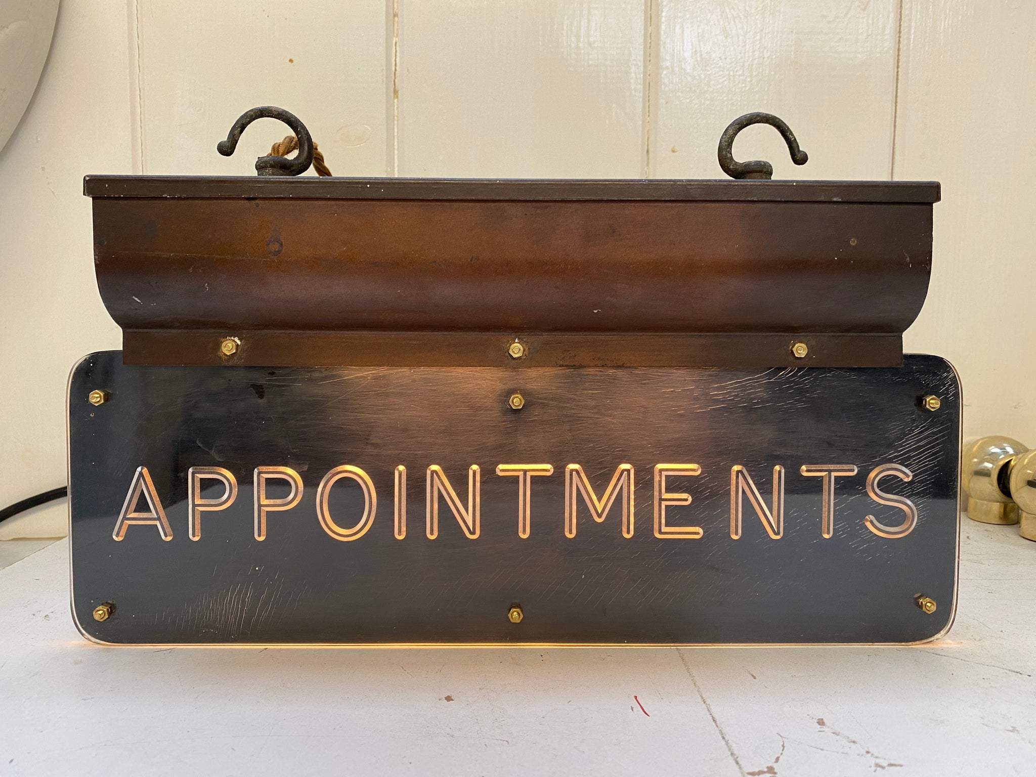 Double-Sided Illuminated Perspex Sign "APPOINTMENTS" C.1920
