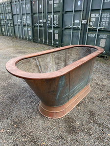 SALTBURN style Victorian Mahogany Roll Edge Copper Bath C19th