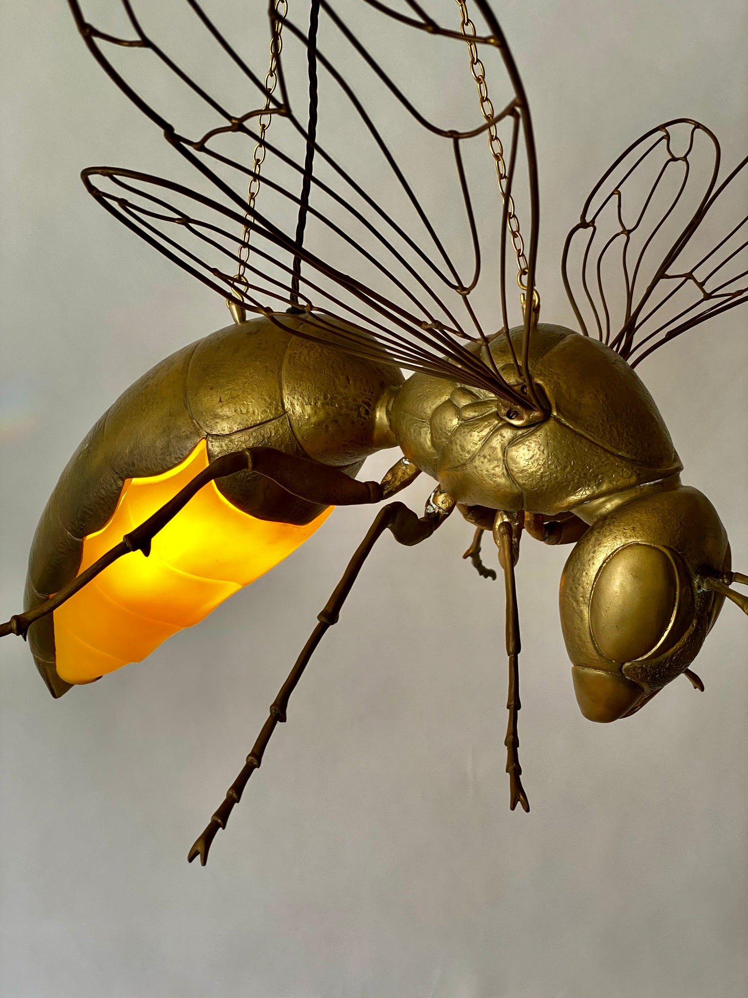 Giant Illuminated Lost-Wax Cast Bronze Firefly