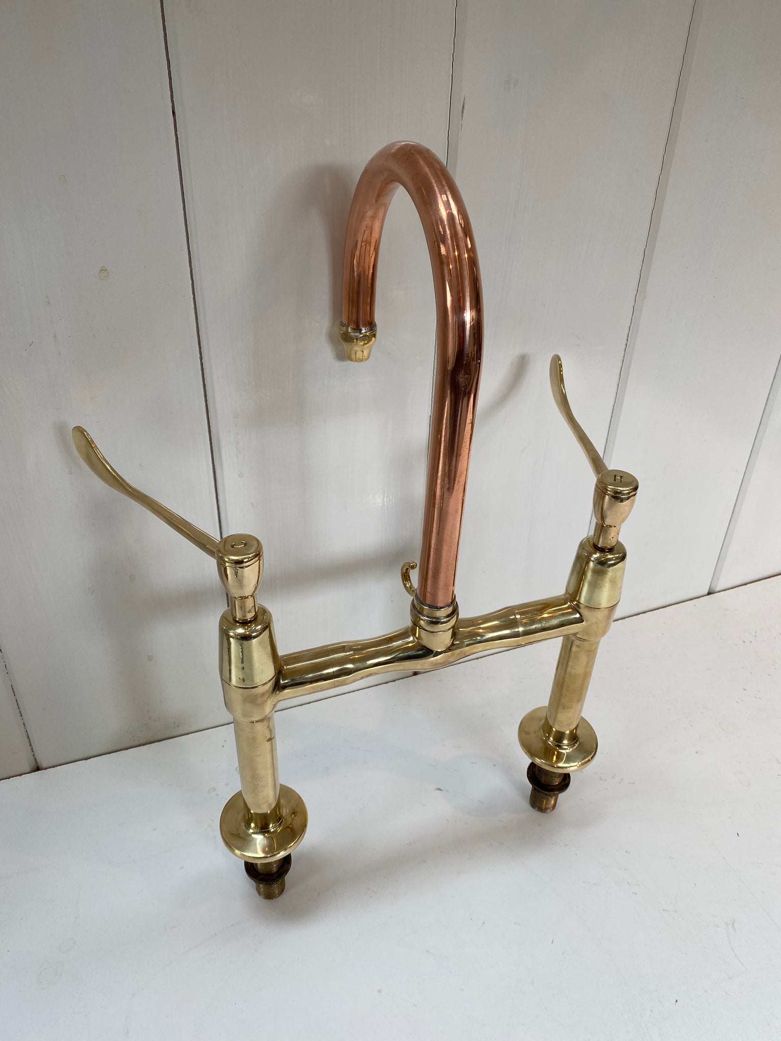 swan neck copper spouted lever mixer tap c.1930 by twyfords
