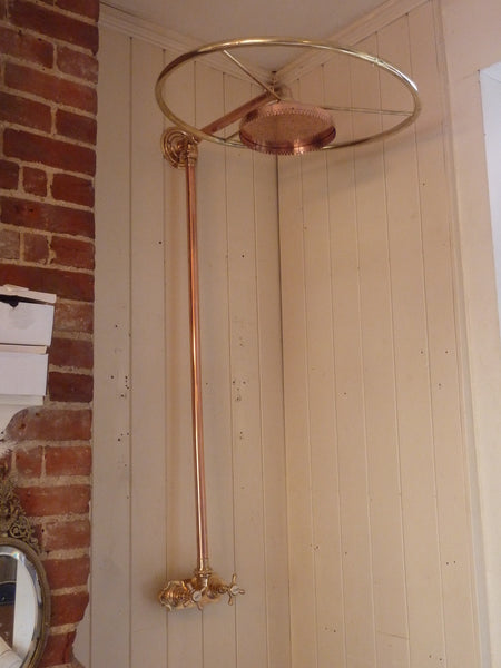 large victorian wall-fixing shower with 1" feeds c.1880