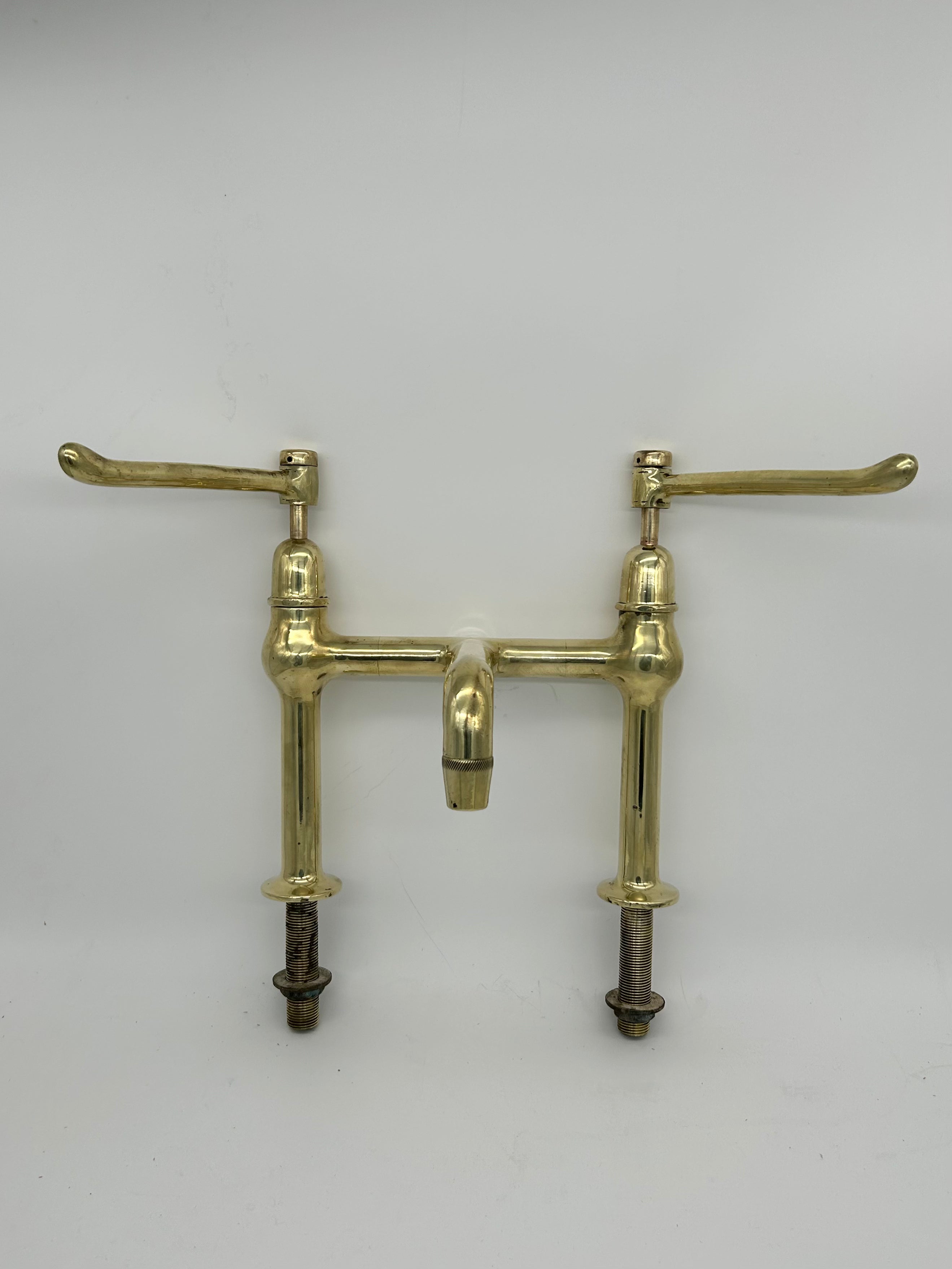 Lever-Operated Kitchen Mixer Tap C.1920 in Unsealed Polished Brass Finish