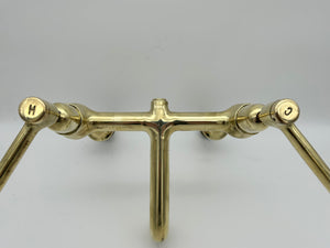 Lever-Operated Kitchen Mixer Tap C.1920 in Unsealed Polished Brass Finish
