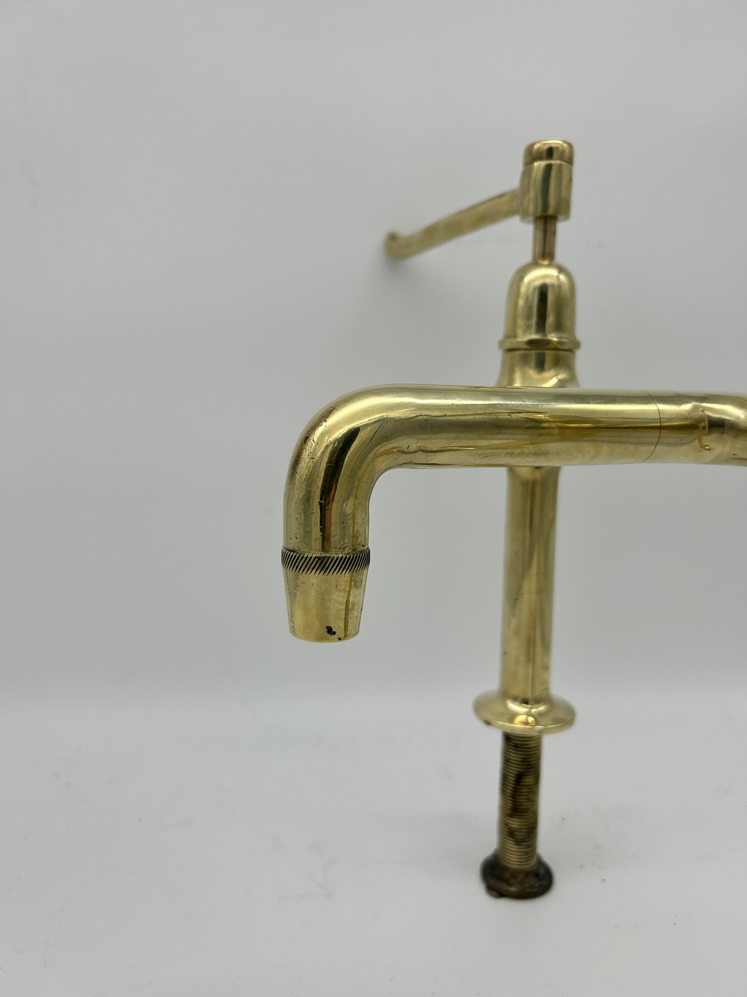 Lever-Operated Kitchen Mixer Tap C.1920 in Unsealed Polished Brass Finish
