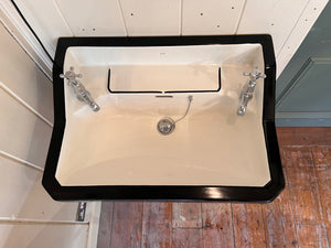 "The METRO" Art Deco Basin on Enamel Brackets C.1930