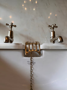A Pair of White Carrara Marble Basins on New Brass Stands by Shanks & Co C.1920.