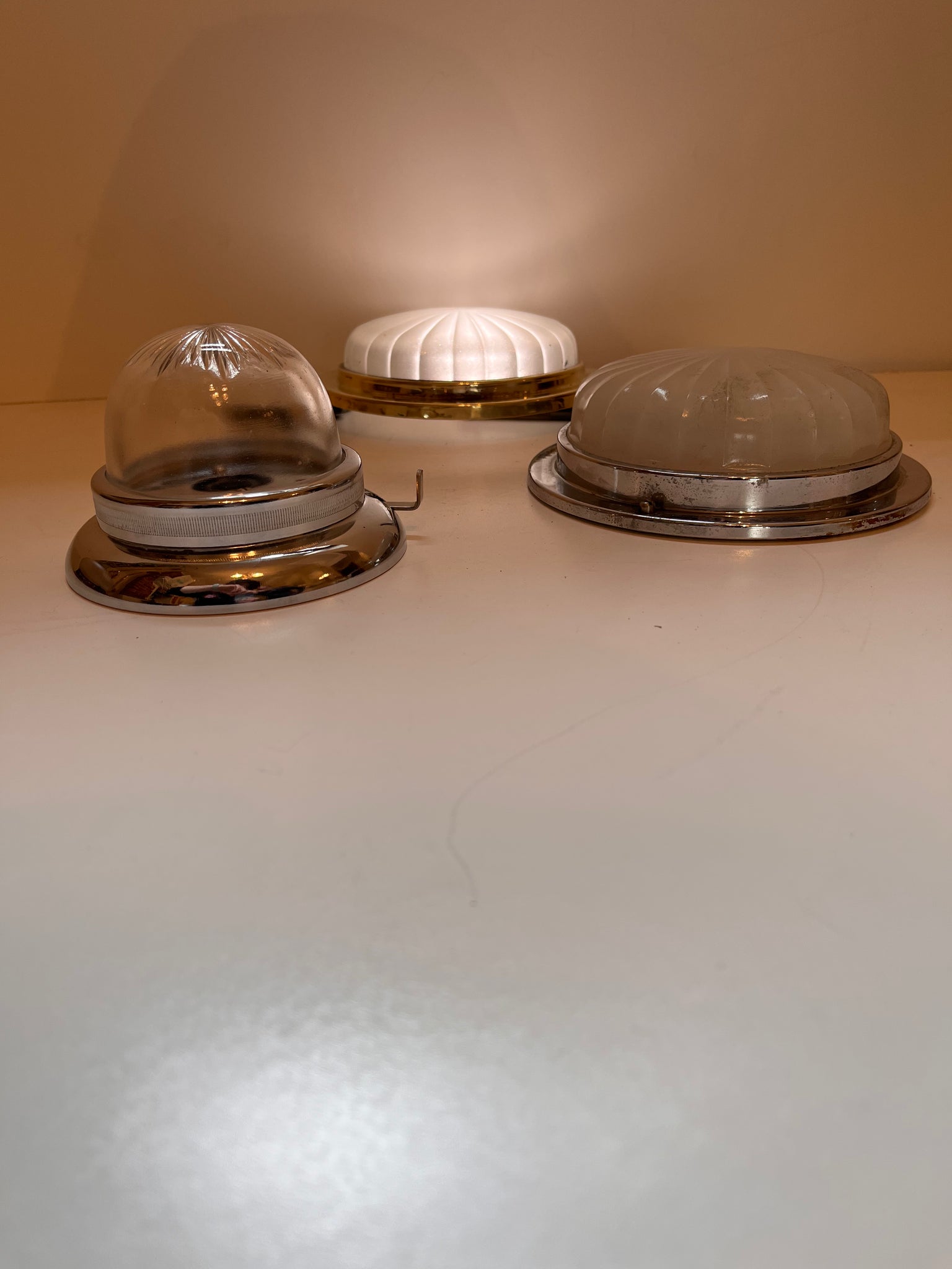 Four Vintage Plafonnier suitable for Shower Cubicles and Bathrooms.