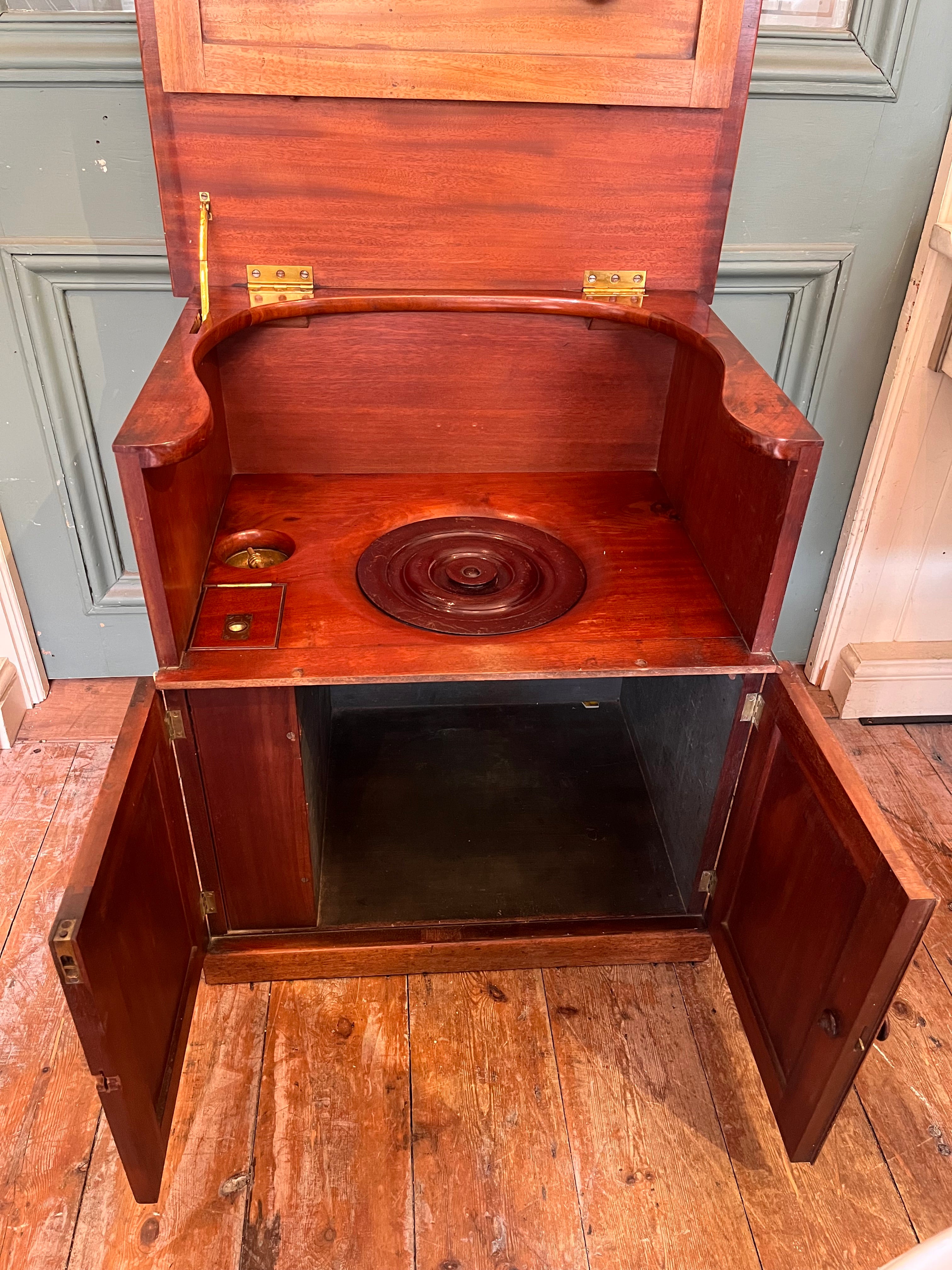 Victorian Mahogany Thunder-Box Commode with Original Brassware C.1840