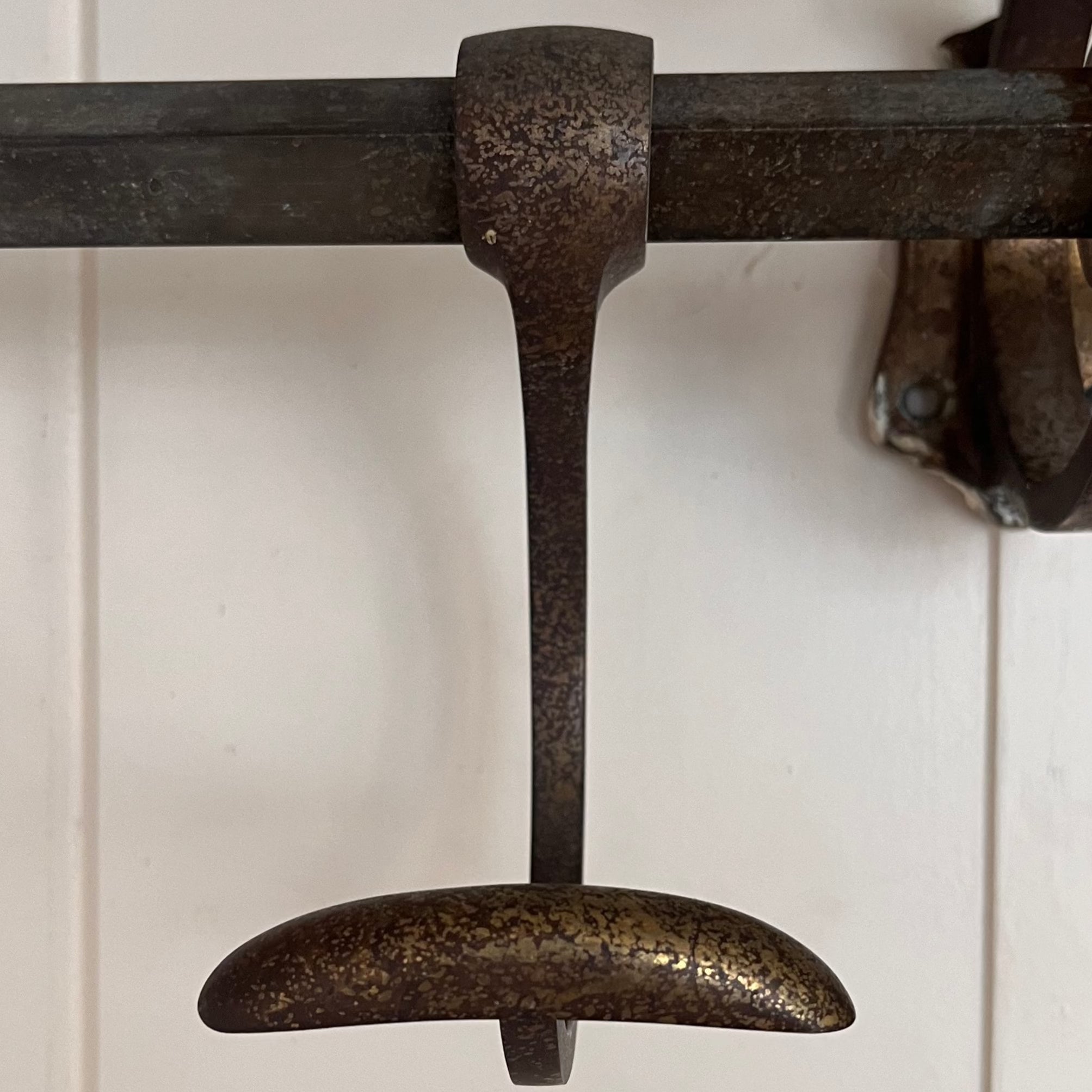 Vintage French Corner-Fitting Bronze Portmanteau or Hat, Coat and Bag Rail C.1900