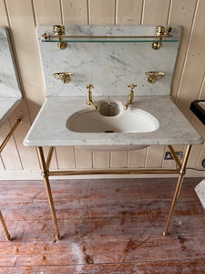 Pair of Antique Marble Basins on Brass Stands by Shanks & Co LTD C.1930