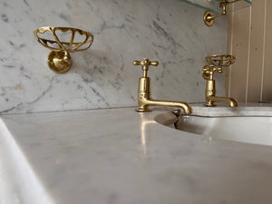 Pair of Antique Marble Basins on Brass Stands by Shanks & Co LTD C.1930