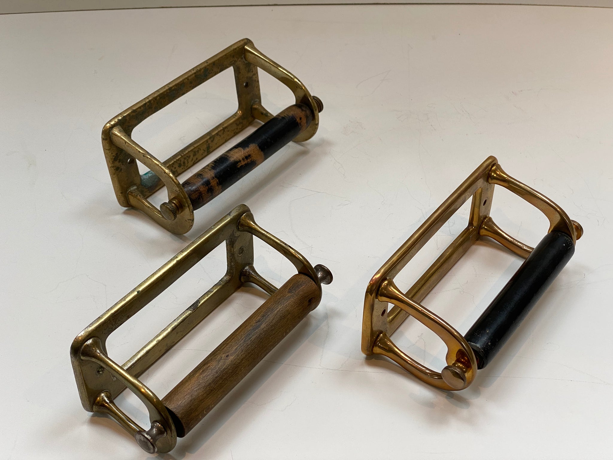 Original Edwardian Brass Roll Holders C.1920