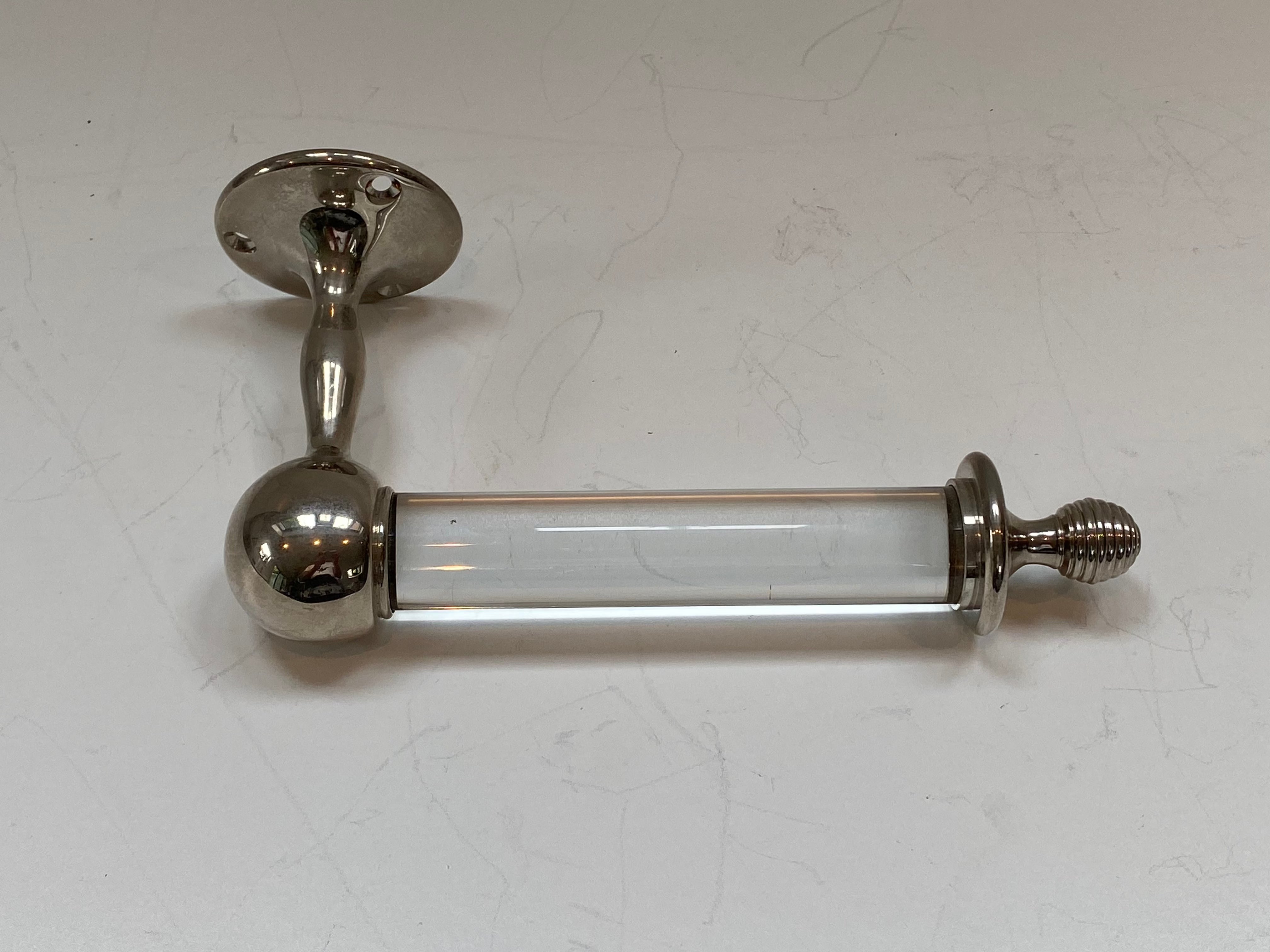 Glass and Brass Roll Holder in Nickel Plate
