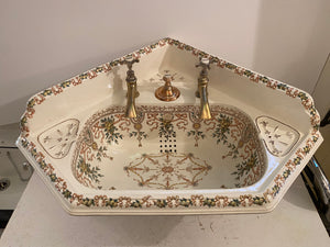 Regency Corner Basin by Shanks & Co with Hand Coloured Transfers C.1870