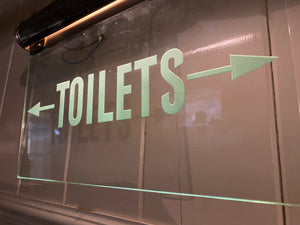 Wall-Fixing Illuminated Glass "TOILETS" Sign C.1930