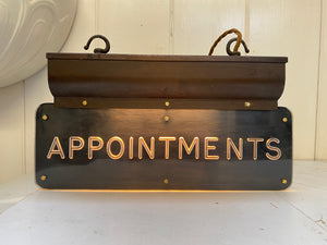 Double-Sided Illuminated Perspex Sign "APPOINTMENTS" C.1920