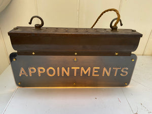 Double-Sided Illuminated Perspex Sign "APPOINTMENTS" C.1920