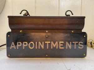 Double-Sided Illuminated Perspex Sign "APPOINTMENTS" C.1920