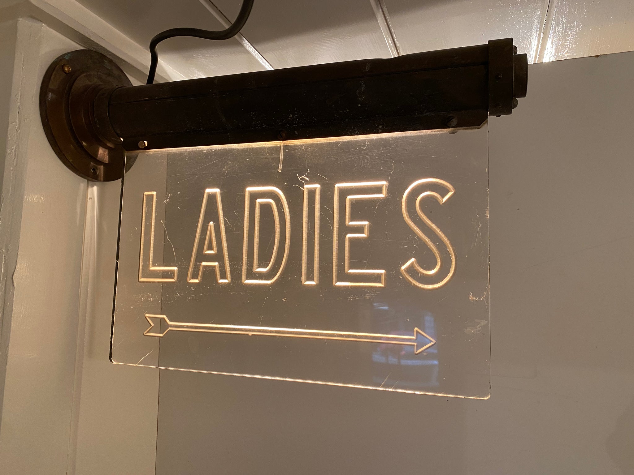 Wall-Fixing Illuminated Perspex "LADIES" Bathroom Sign C.1950