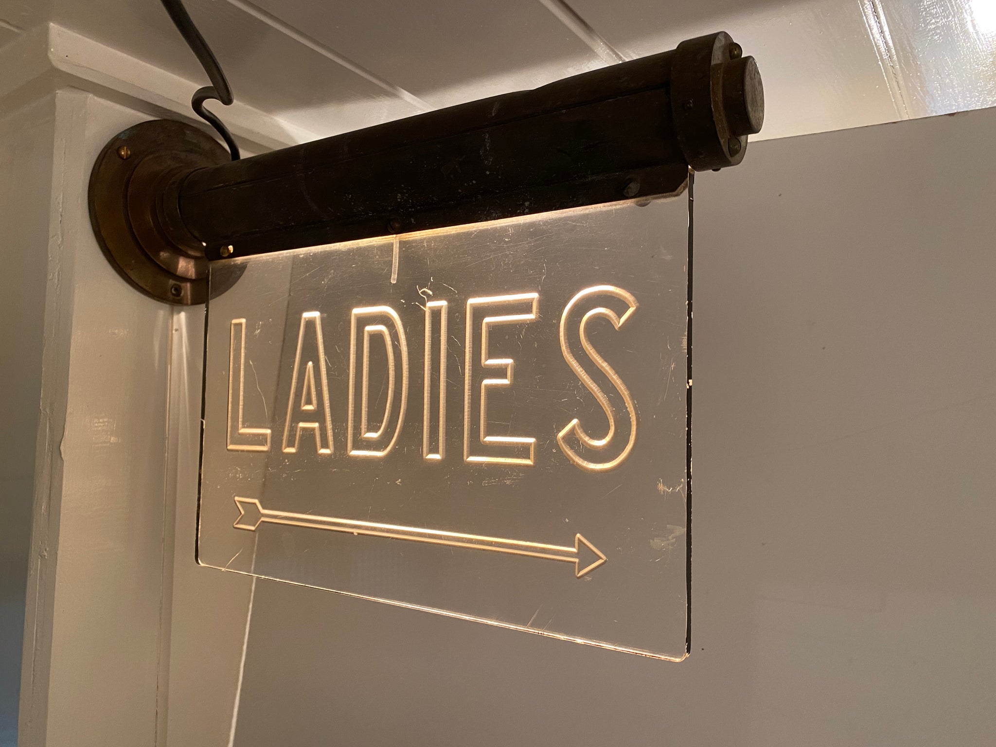 Wall-Fixing Illuminated Perspex "LADIES" Bathroom Sign C.1950