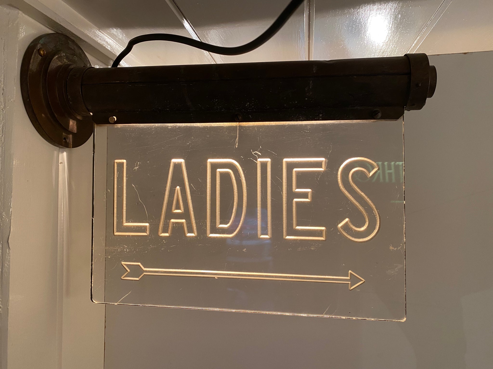 Wall-Fixing Illuminated Perspex "LADIES" Bathroom Sign C.1950