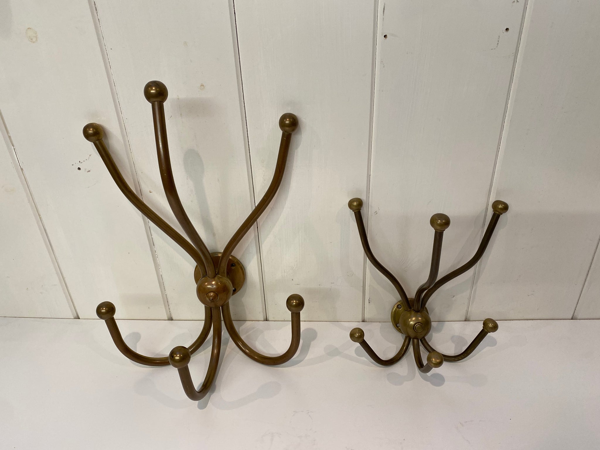 2 Vintage Brass Bistro Hooks C.1920