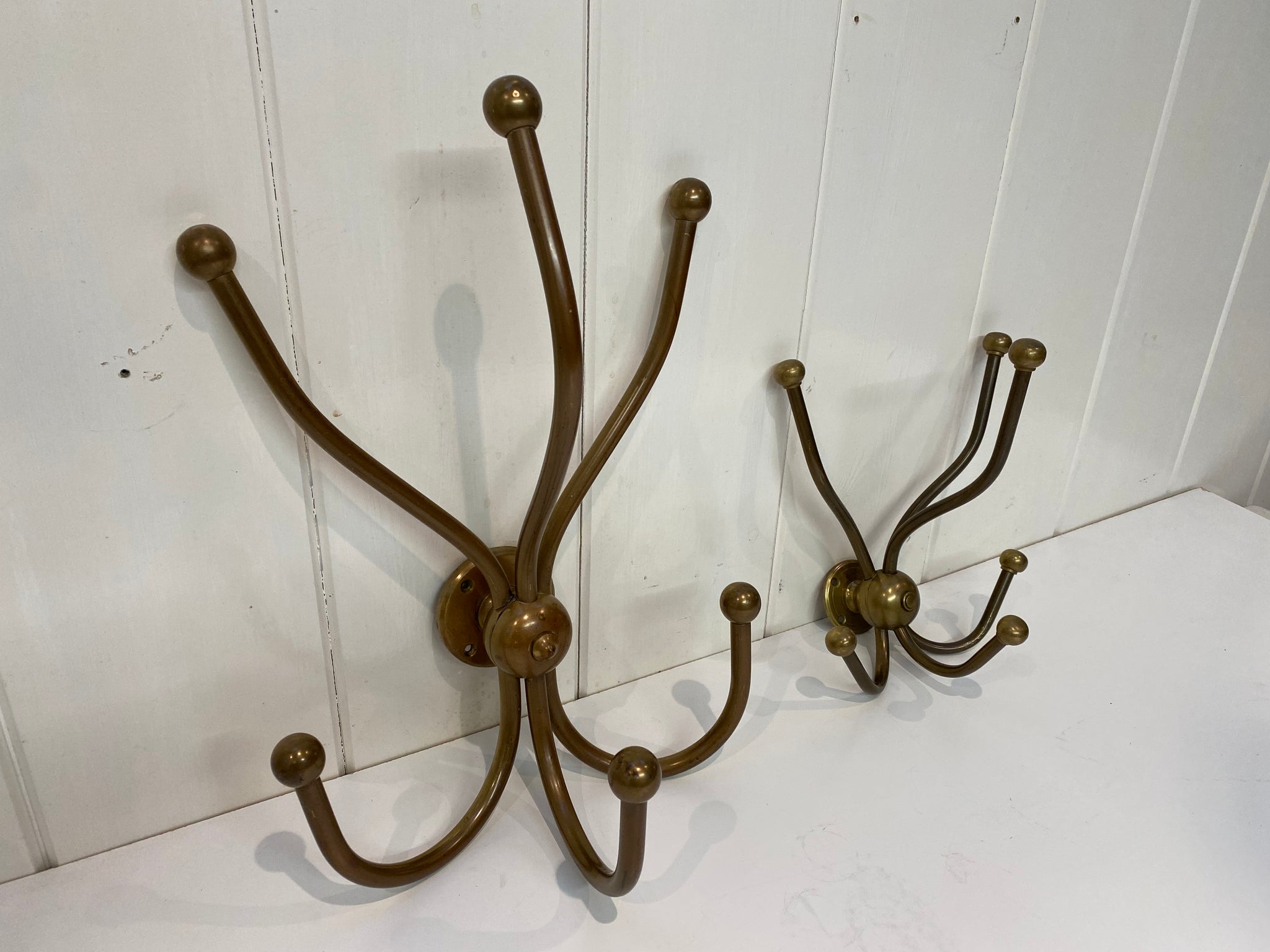 2 Vintage Brass Bistro Hooks C.1920