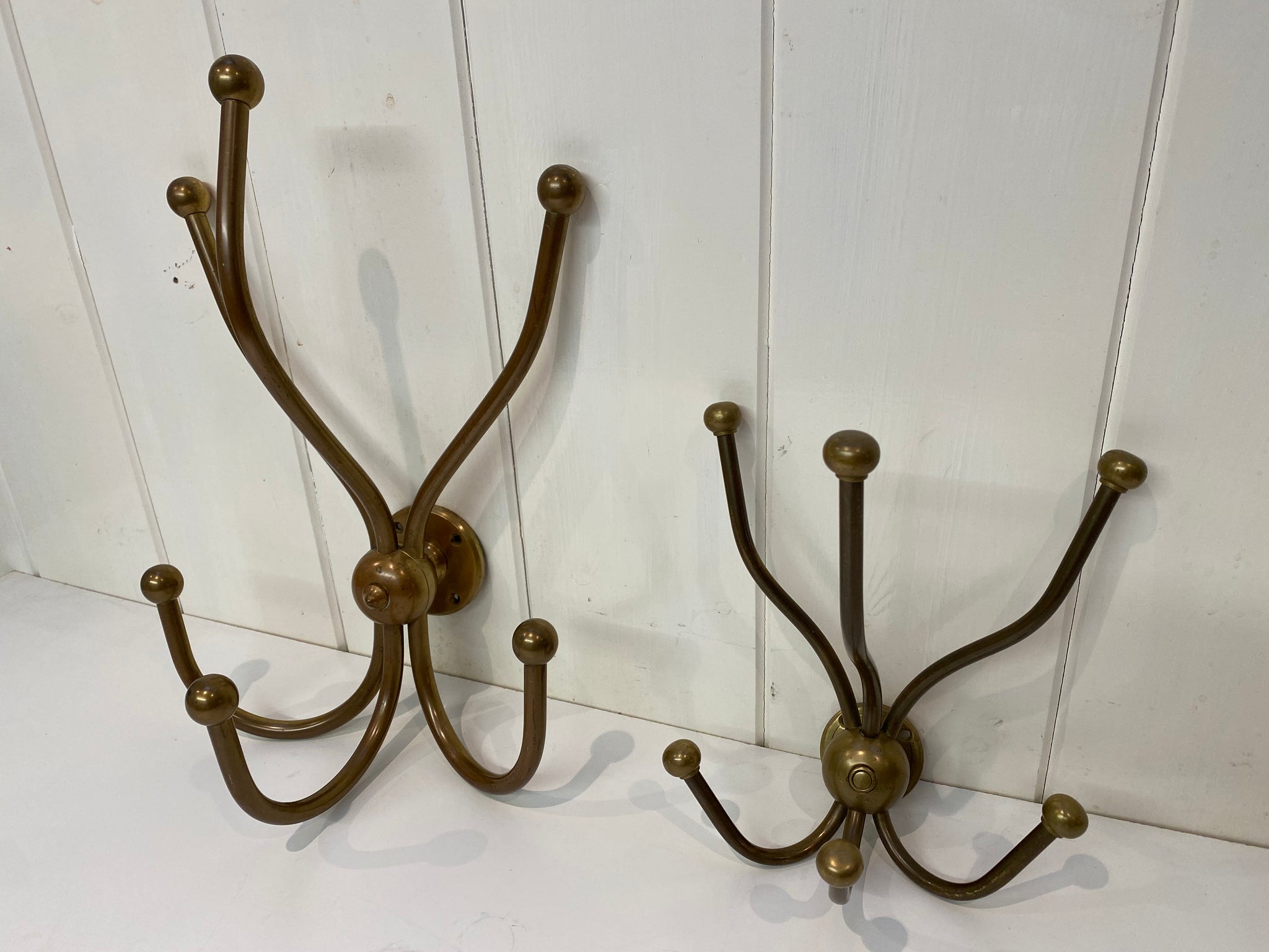 2 Vintage Brass Bistro Hooks C.1920