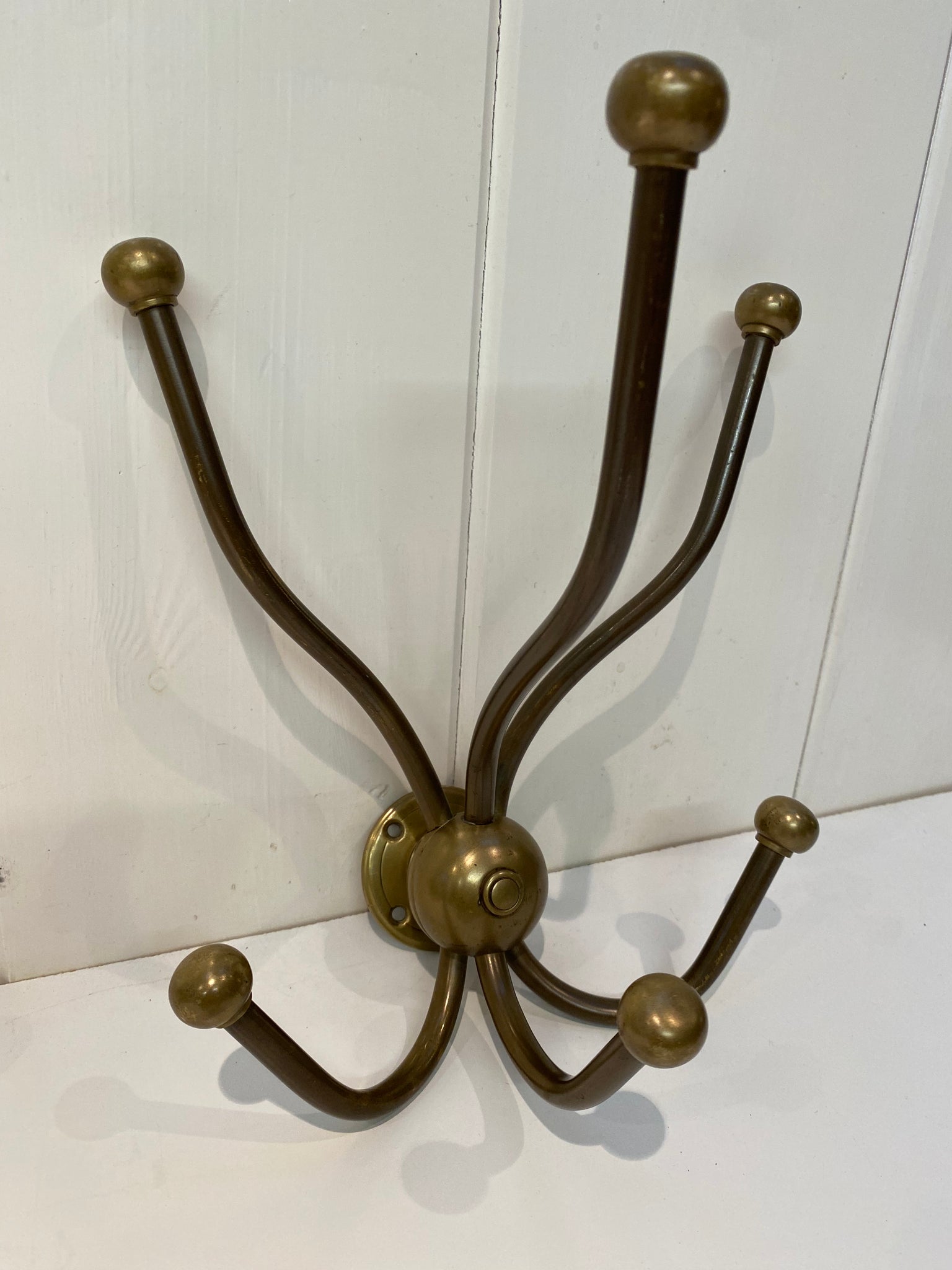 2 Vintage Brass Bistro Hooks C.1920