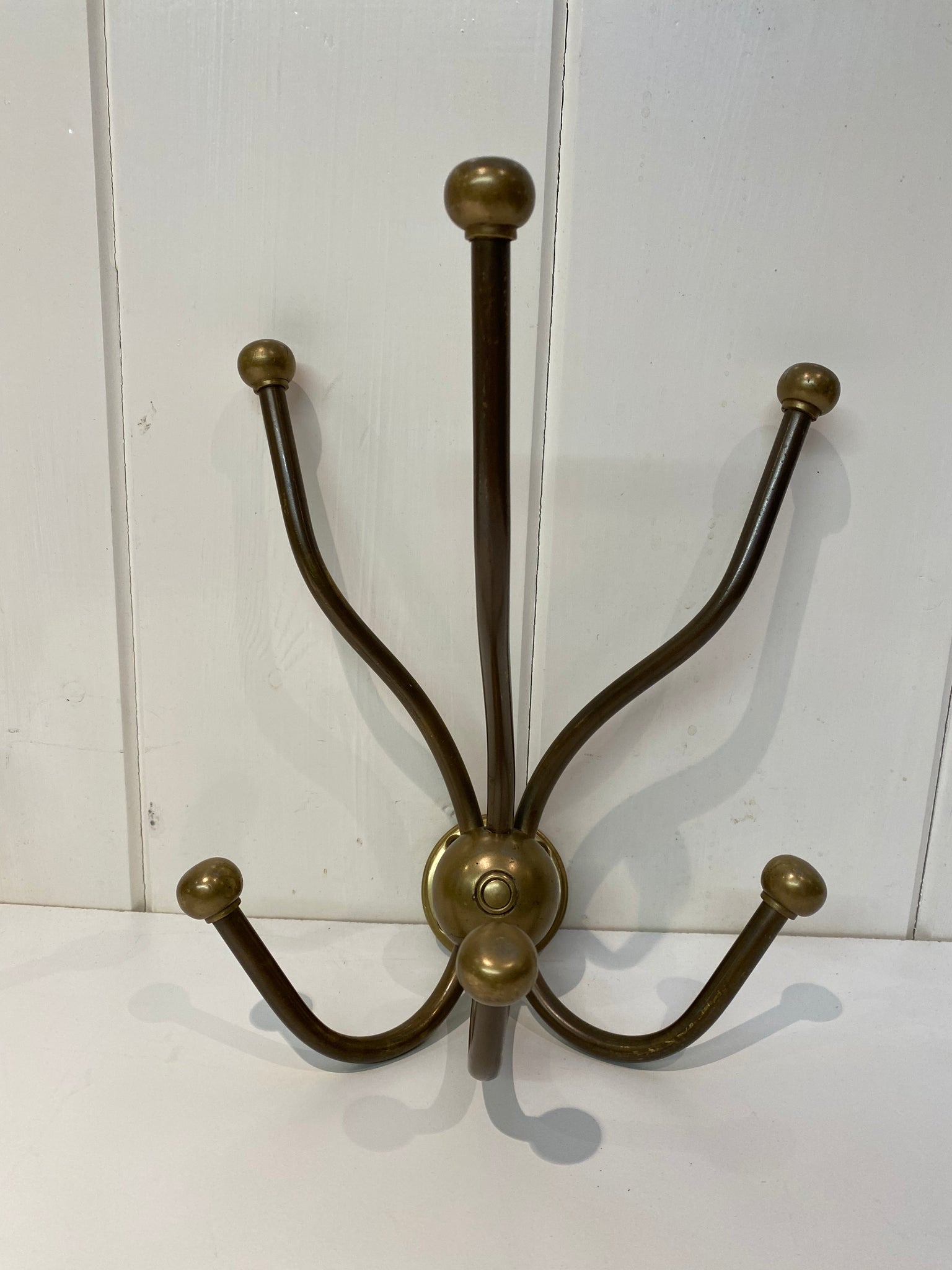 2 Vintage Brass Bistro Hooks C.1920