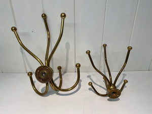 2 Vintage Brass Bistro Hooks C.1920