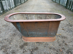 SALTBURN style Victorian Mahogany Roll Edge Copper Bath C19th