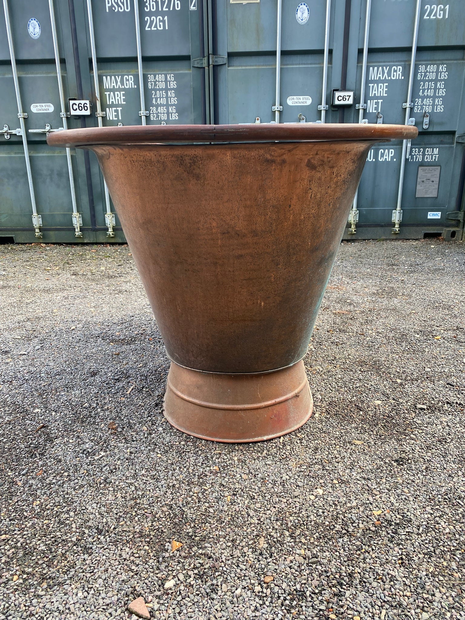 SALTBURN style Victorian Mahogany Roll Edge Copper Bath C19th