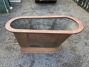 SALTBURN style Victorian Mahogany Roll Edge Copper Bath C19th