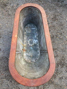 SALTBURN style Victorian Mahogany Roll Edge Copper Bath C19th