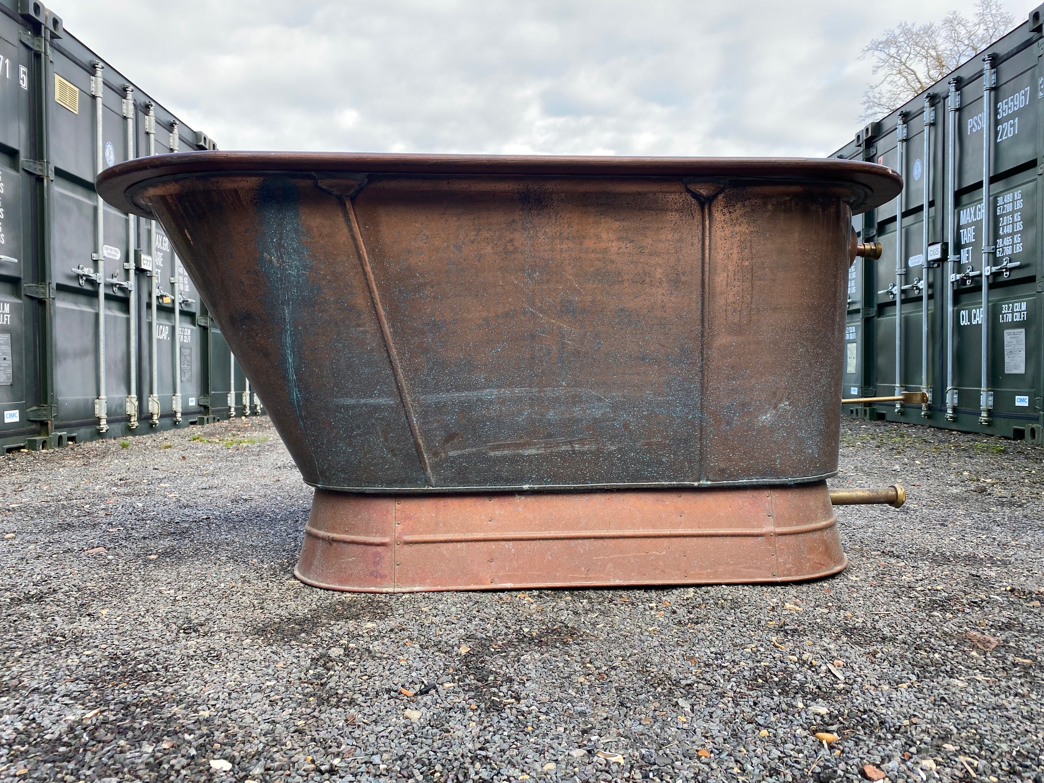 SALTBURN style Victorian Mahogany Roll Edge Copper Bath C19th