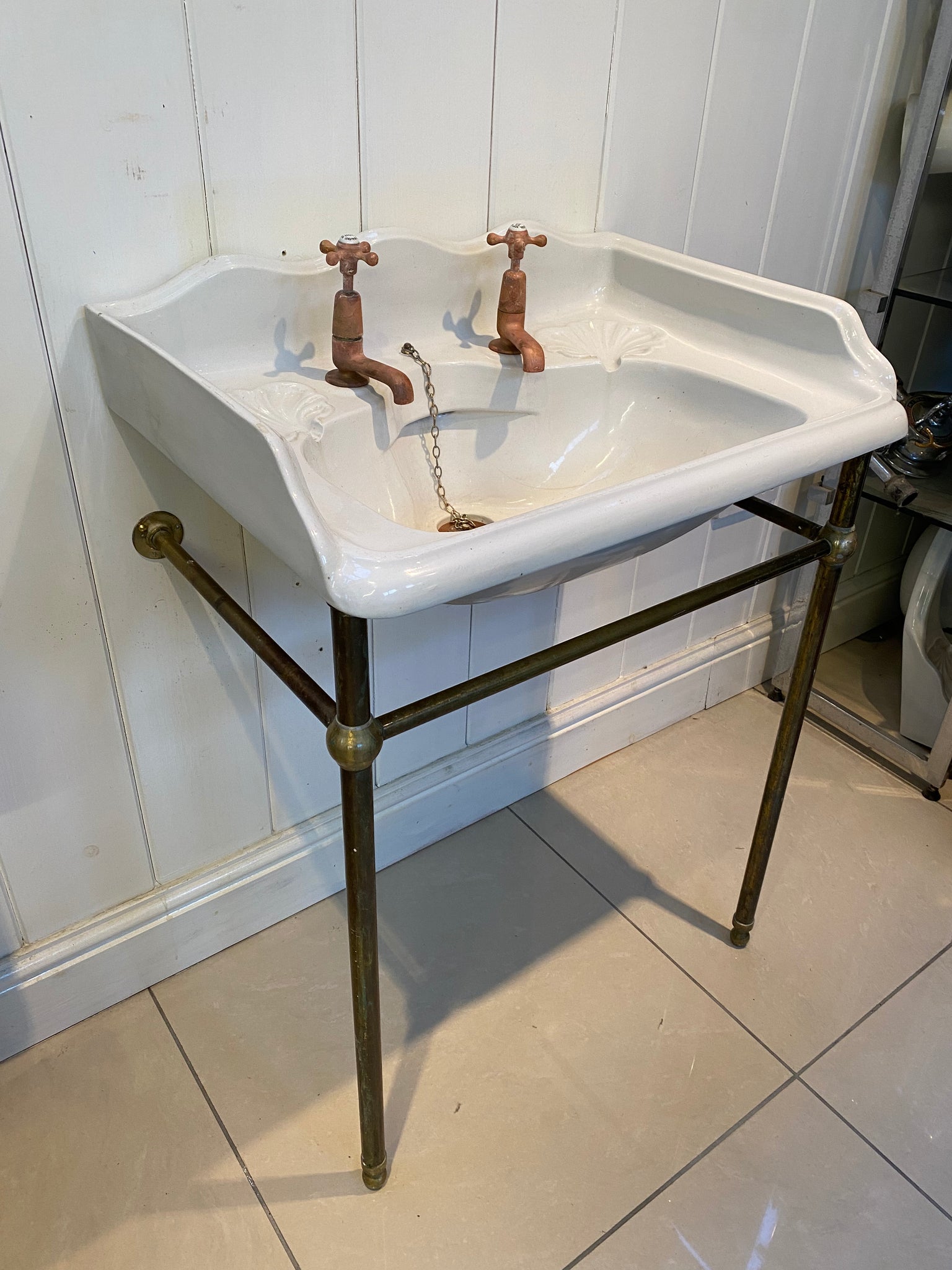 "Patent" Victorian Basin on Brass Stand C.1880