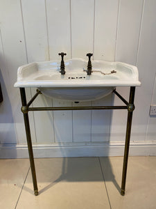Victorian Doulton Basin on Brass Stand C.1880