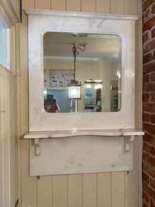 White Marble Over Basin Mirror with Bevelled Edge