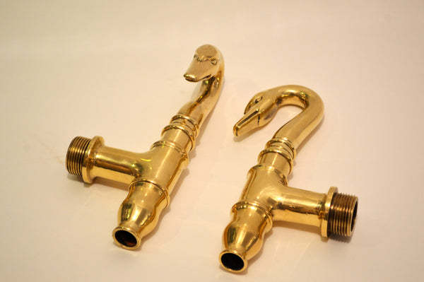 pair of early c.18th french swan bath taps