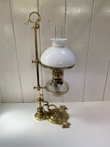 'Art Nouveau' Student Oil Lamp C.1905 in Un-Lacquered Polished Brass