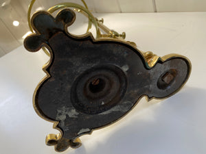 'Art Nouveau' Student Oil Lamp C.1905 in Un-Lacquered Polished Brass