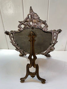 Art Nouveau Dressing Table Mirror with Poppies C.1905 in Lacquered Cast Brass