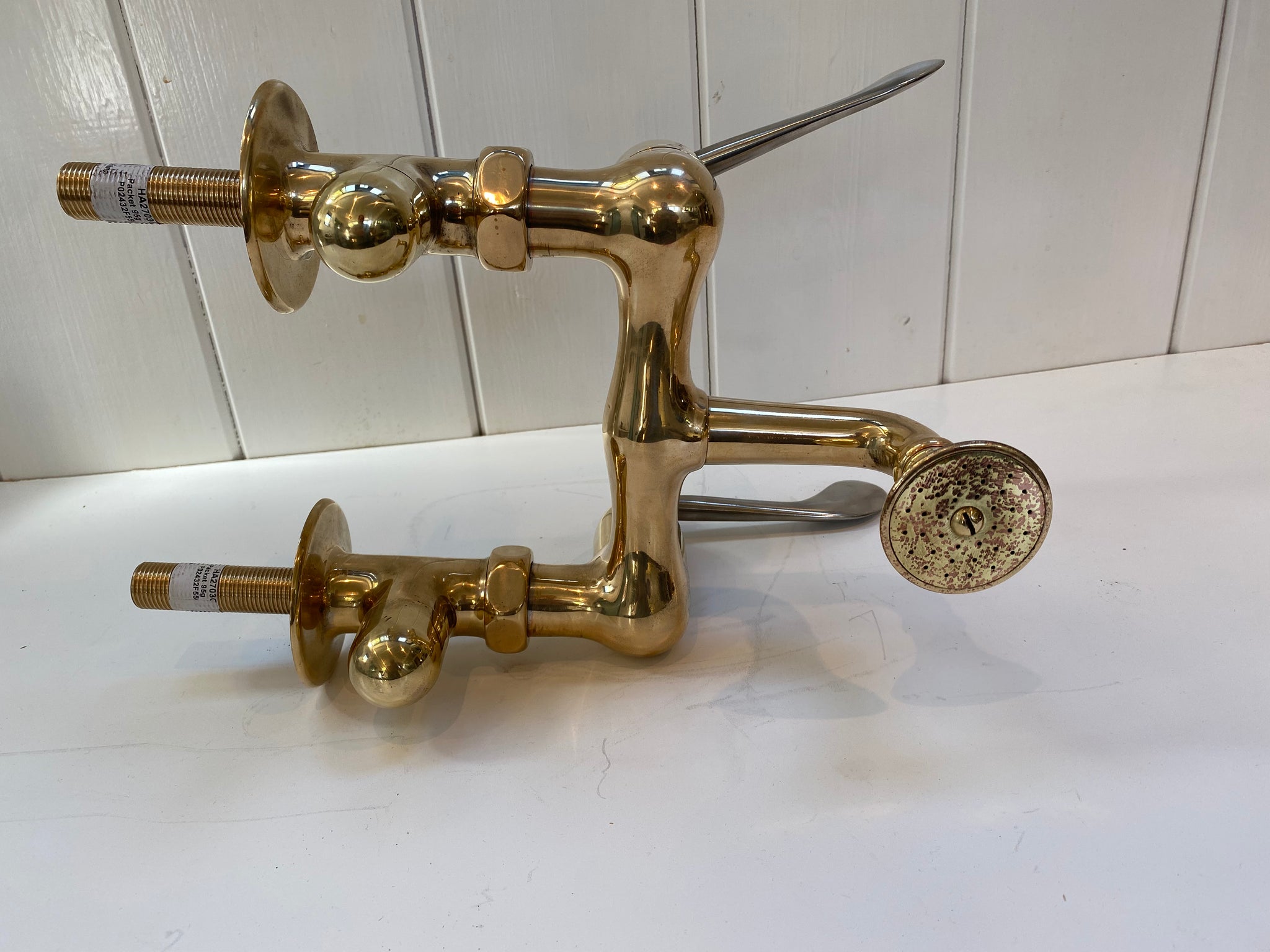 American Surgeon-Lever Mixer Tap C1920 in Unsealed Polished Brass Finish