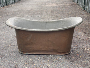 french boat-shaped copper bath c.1850