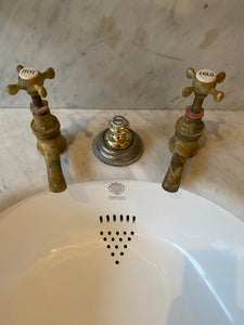a pair of "simplex" carrara marble basins by j bolding c.1900