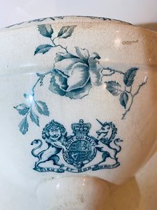 victorian urinal with blue transfers of roses c.1890