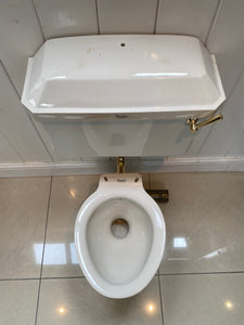 art deco shanks wc set c.1930 including brass flush handle and brass low level flush pipe