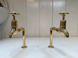 fully restored edwardian bib taps on original antique pedestals with extensions