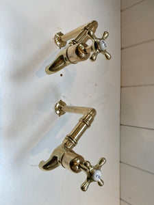 fully restored edwardian bib taps on original antique pedestals with extensions